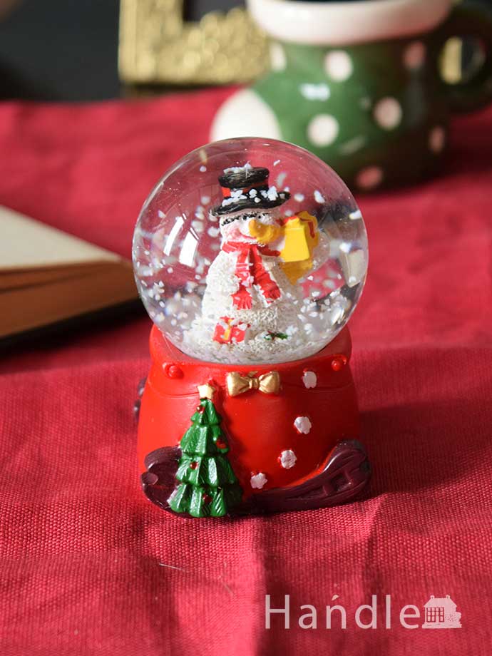 クリスマスのお部屋をおしゃれに彩るオブジェ、雪が舞うクリスマススノードーム（クレイドルスノーマン） (cm-237)