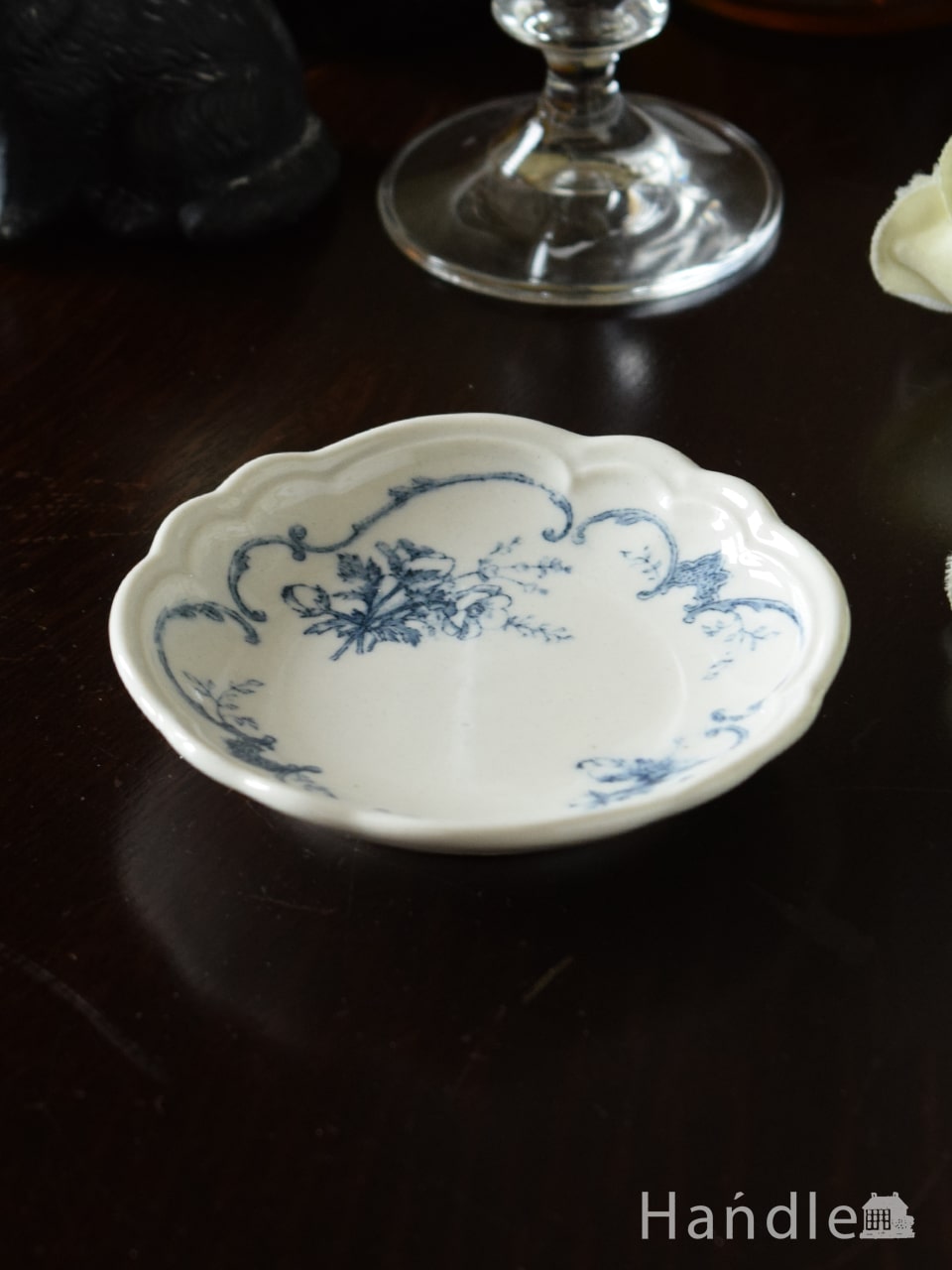 フランスアンティーク調のおしゃれな食器、スタジオエムのプレート・豆皿（モマン・ブルー・10cm）  (n22-041)