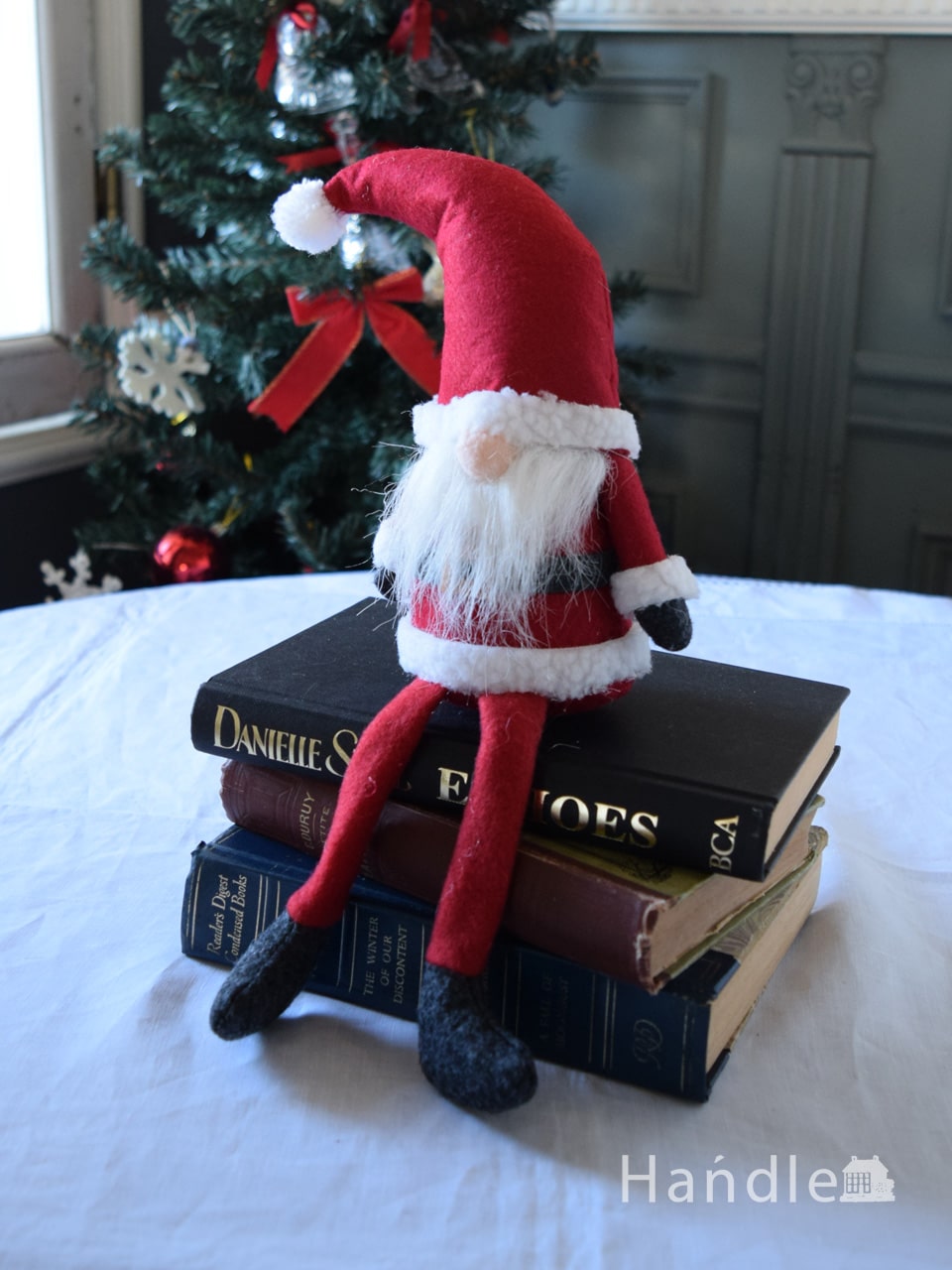 お洒落なクリスマス雑貨、白いひげと大きな鼻が可愛いサンタクロースの人形 (cm-289)