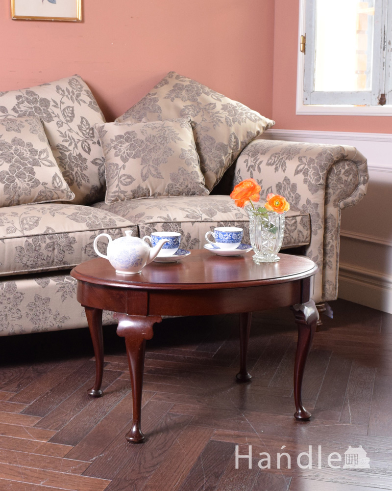英国アンティークの家具、木目が美しいコーヒーテーブル（マホガニー材） (j-1903-f)
