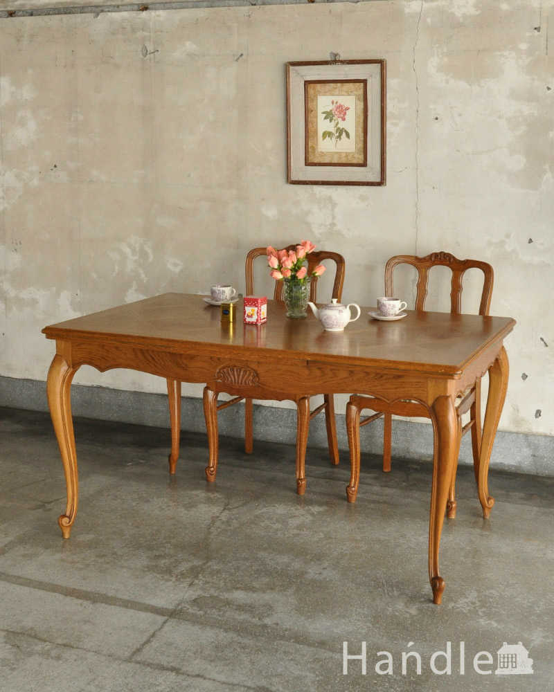 南仏スタイルの美しいアンティーク家具、ドローリーフテーブル（伸張式ダイニングテーブル） (j-2021-f)