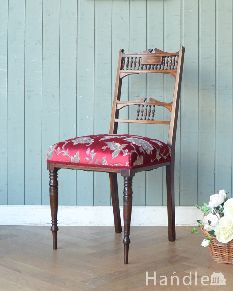 1900年代のアンティークインレイドチェア、ローズウッド材の英国椅子 (k-1152-c)