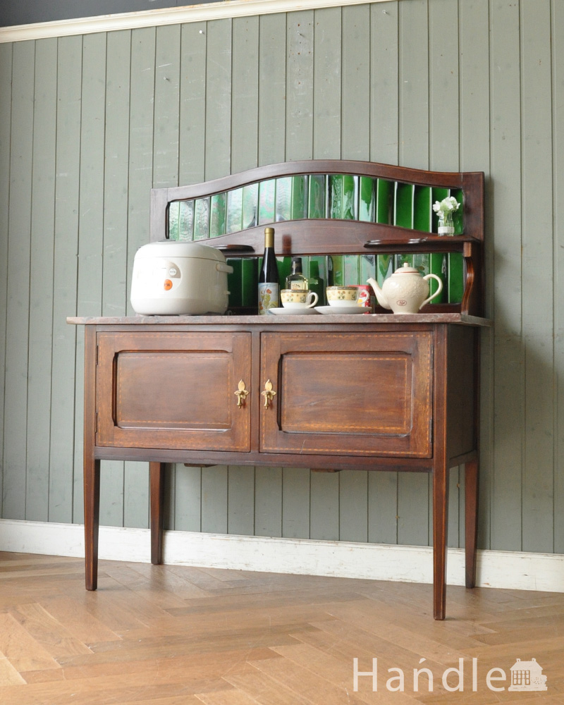 グリーンのタイルが素敵なウォッシュスタンド（洗面台）、アンティーク英国家具 (k-1557-f)