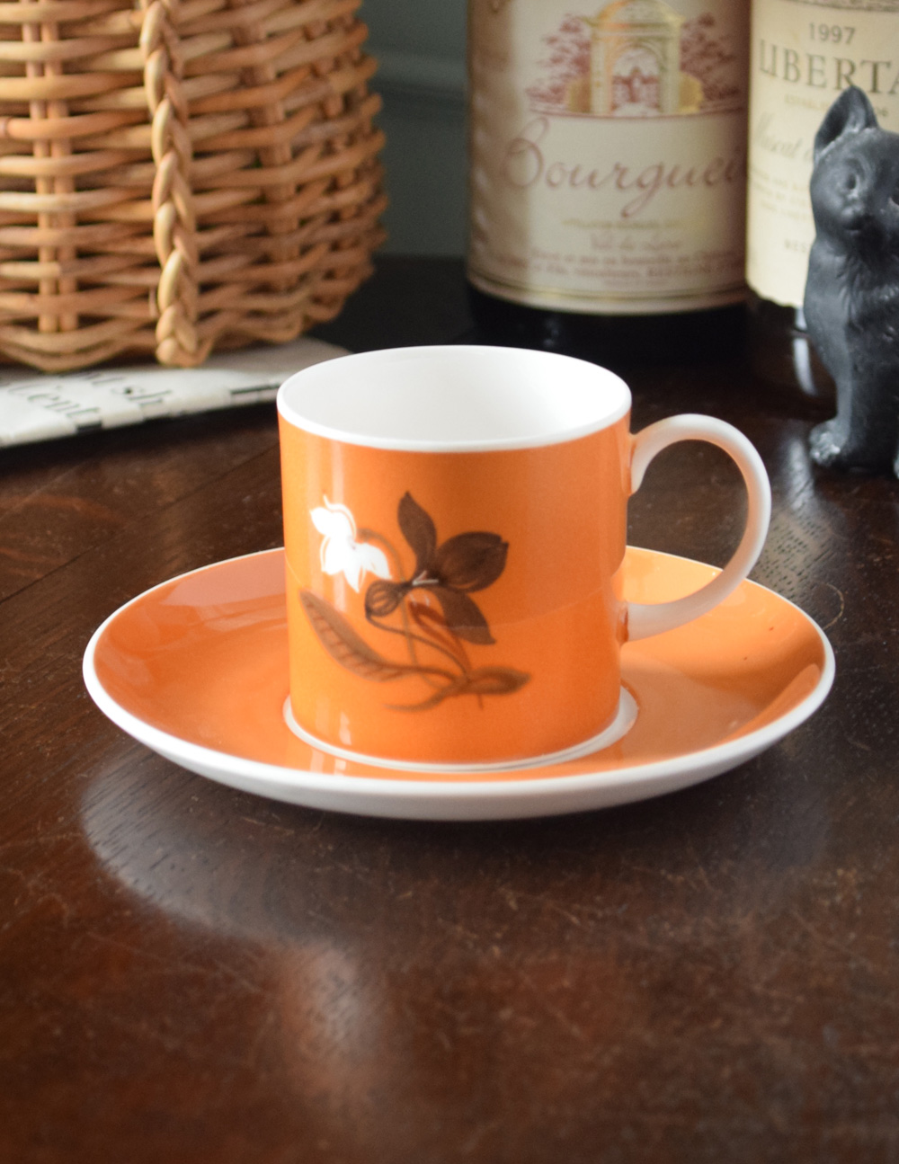 イギリスのヴィンテージ食器、スージークーパーのカップ＆ソーサー（オレンジ） (k-1650-z)