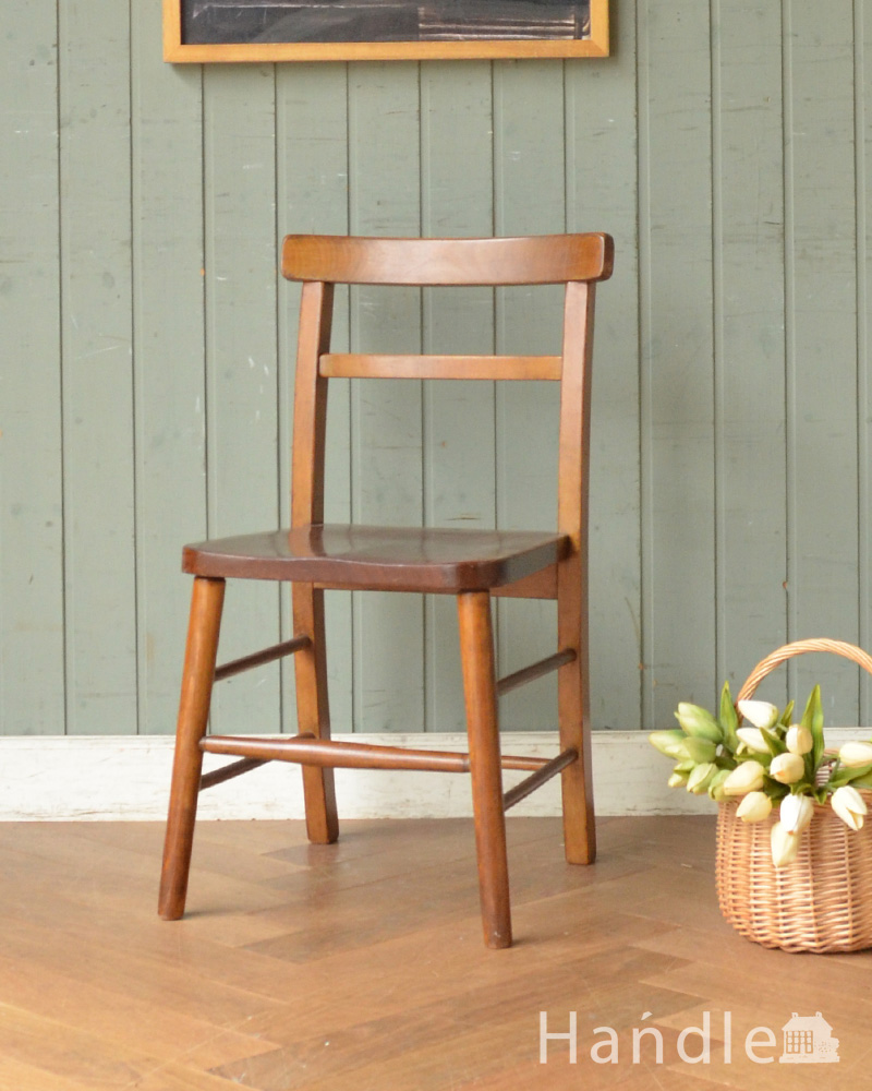 英国の可愛いアンティークの椅子、木製のおしゃれなスクールチェア (k-439-c)