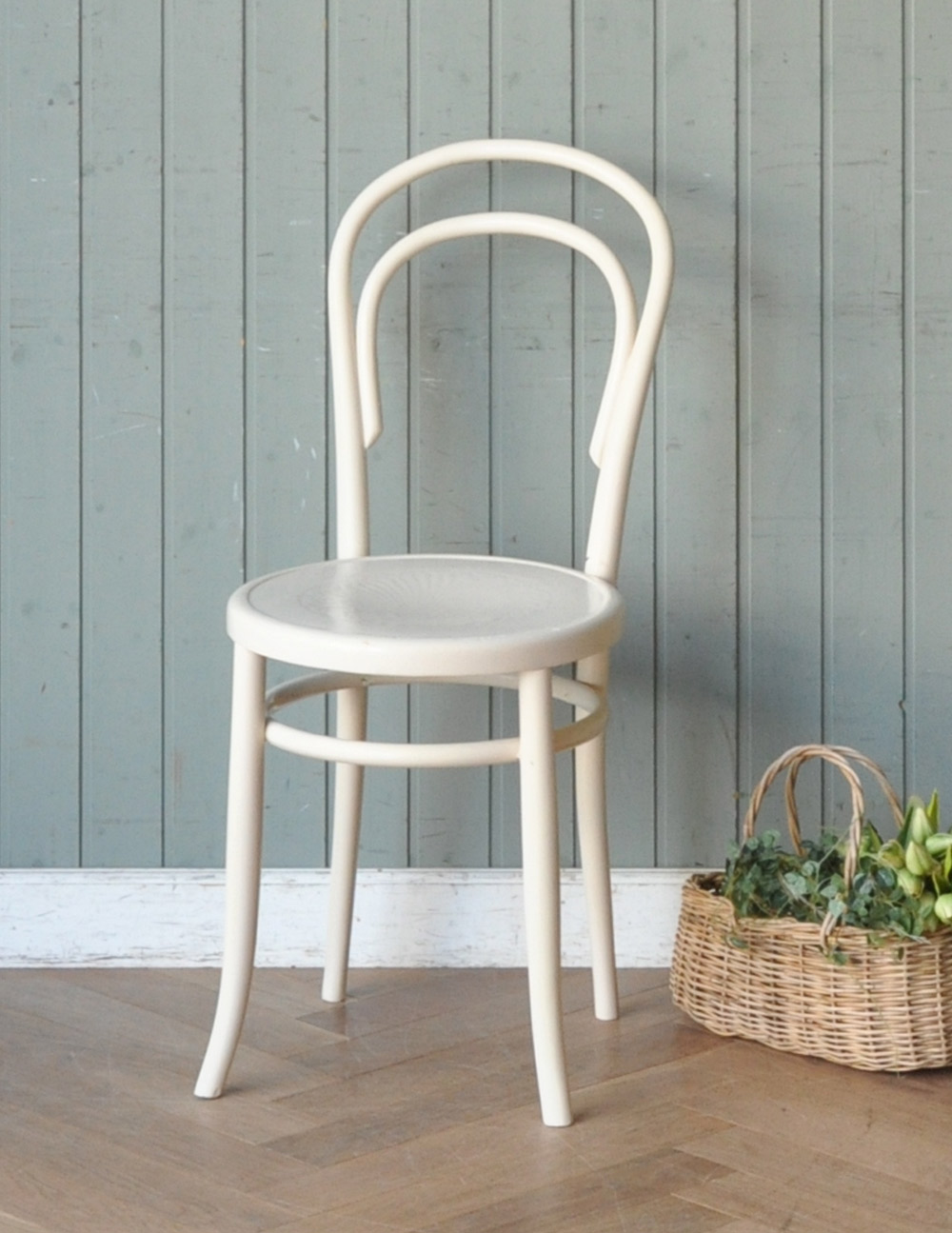 英国の伝統的なアンティーク椅子、ベントウッドチェア（ホワイト） (k-732-c)