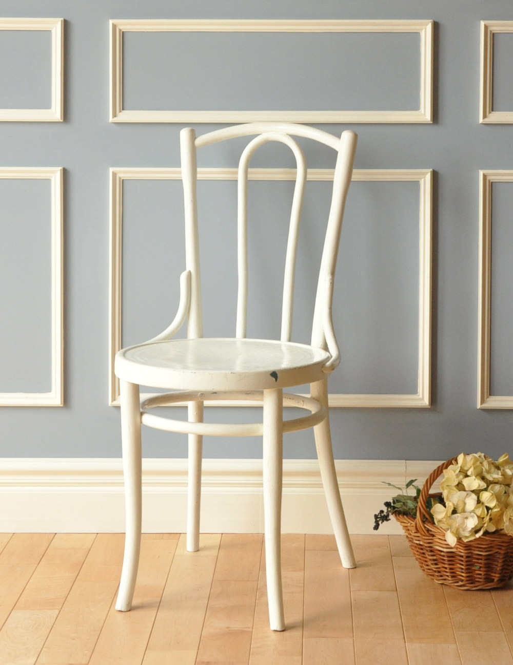 英国の伝統的なアンティーク椅チェア、ベントウッドチェア（ホワイト） (k-766-c-1)