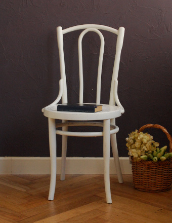 英国の伝統的なアンティーク椅チェア、ベントウッドチェア（ホワイト） (k-766-c)