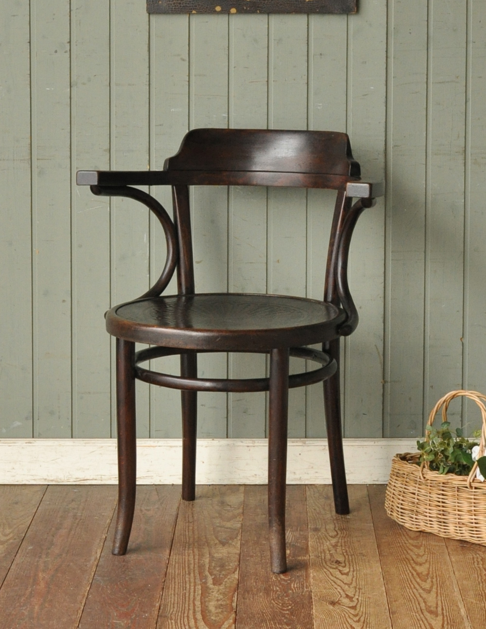 英国のおしゃれなアンティークの椅子、美しいベントウッドアームチェア (k-843-c)