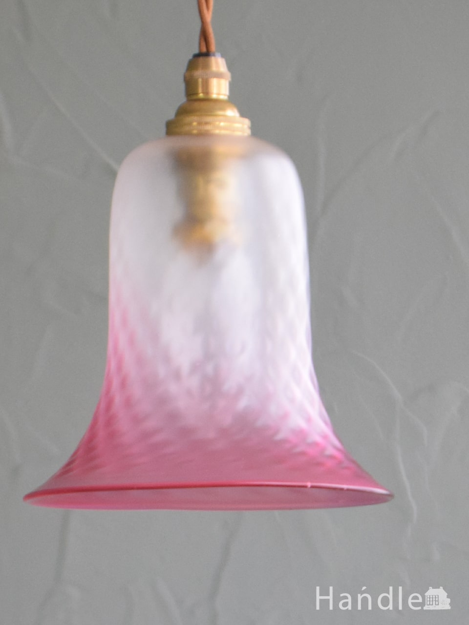 イギリスのアンティーク照明、おしゃれなクランベリーガラスのペンダントライト(コード・シャンデリア電球・ギャラリーなし) (k-4632-z)