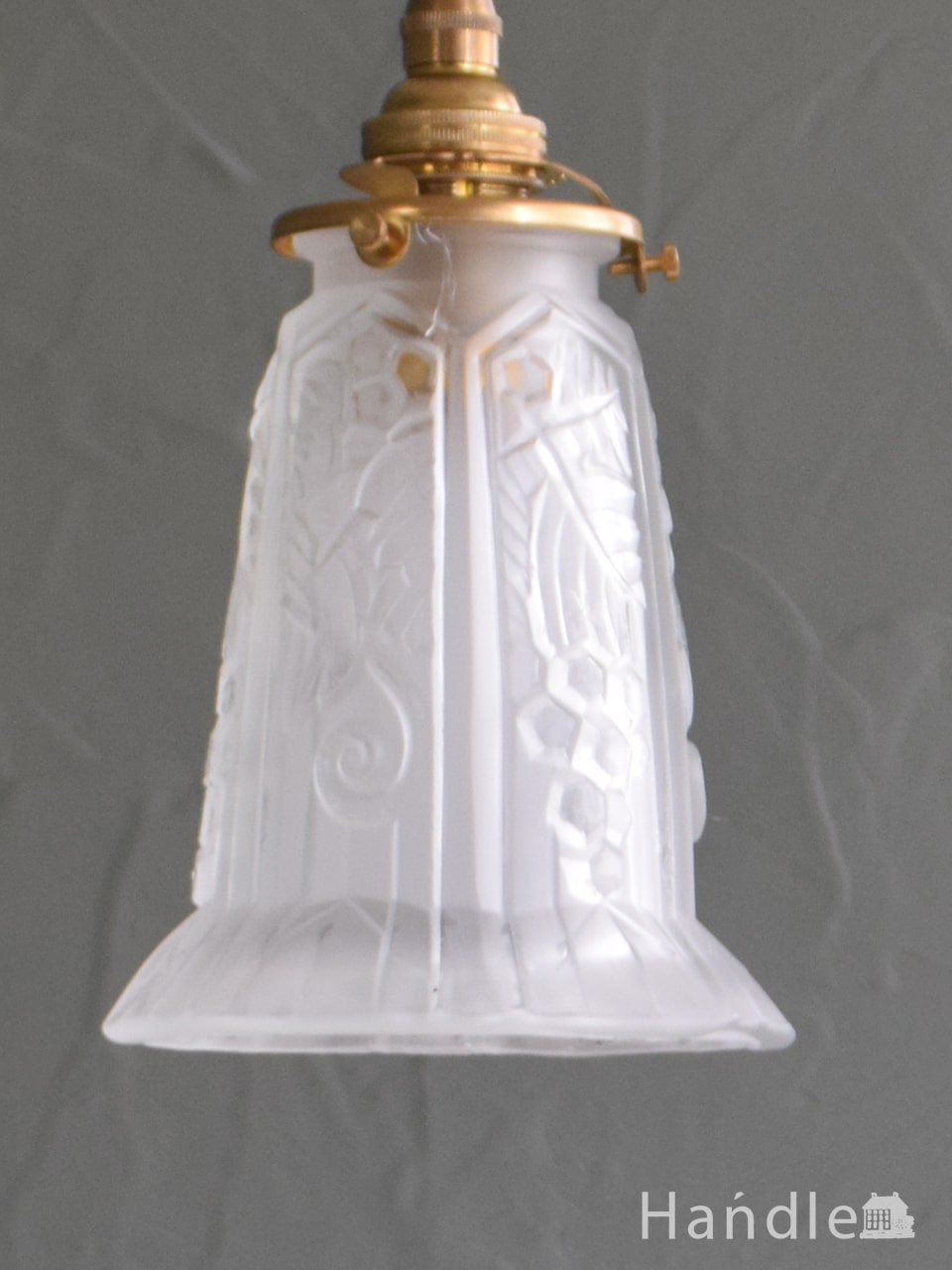 イギリスのアンティーク照明、ブドウの模様のアンティークペンダントライト（コード・シャンデリア電球・ギャラリーA付き） (k-4634-z)