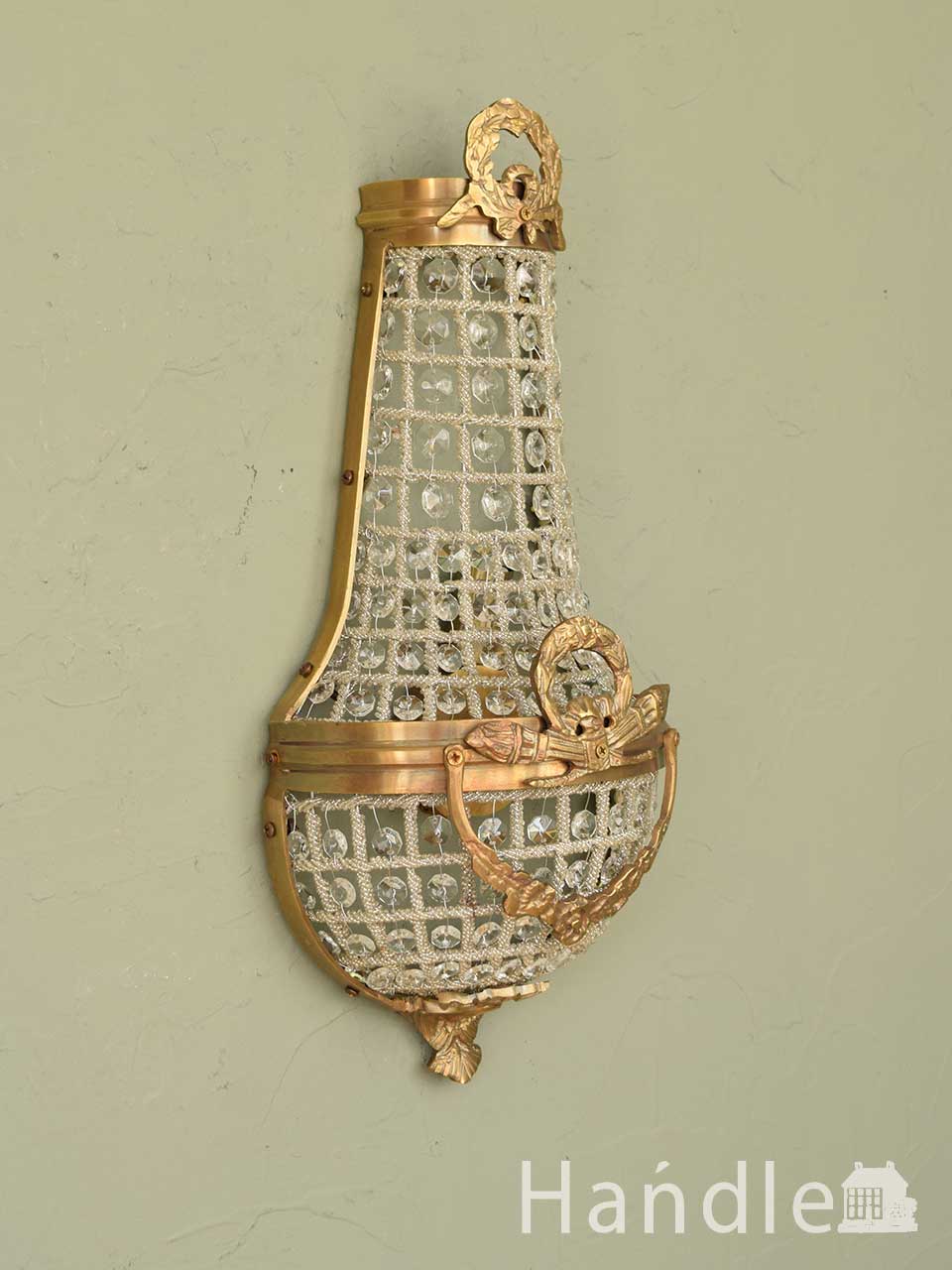 イタリアから届いた真鍮製の壁付け照明器具、アンティーク風のウォールシャンデリア（電球なし） (wr-127)