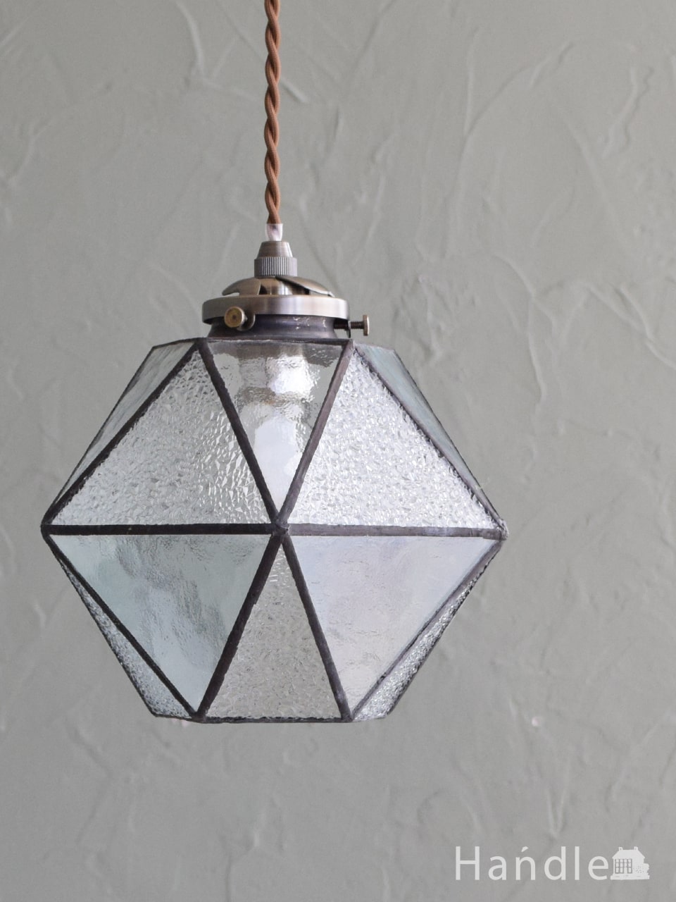 三角形を組み合わせたステンドグラスのペンダントライト（クリア色）（E17型LED電球付き ） (n22-022)
