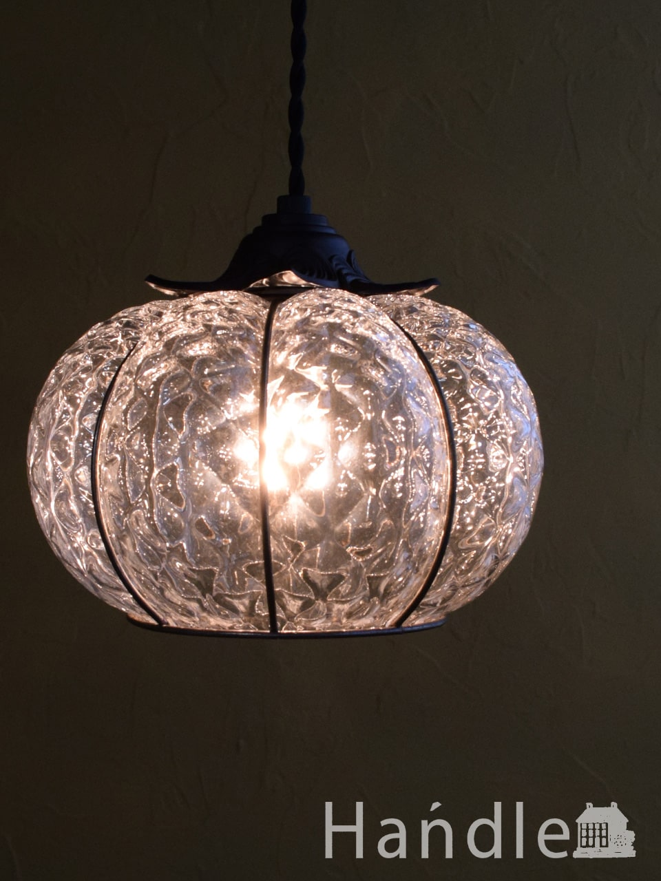イタリアのおしゃれなペンダントランプ、ヴェネチアで作られた照明（ムラノガラス・クリア）(E17球付) (pl-384)
