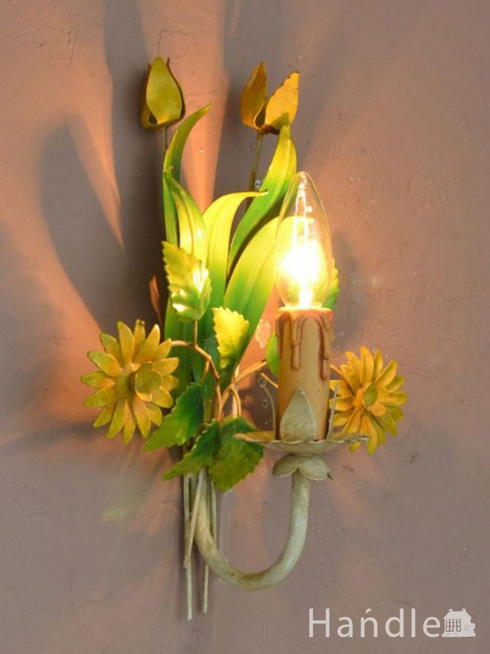 フランスのアンティーク照明、お花の壁付けシャンデリア（Ｅ17シャンデリア球付） (m-4538-z)