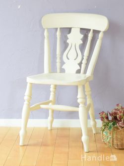 アンティークチェア・椅子  英国アンティークのキッチンチェア、おしゃれな背もたれのフィドルバックチェア