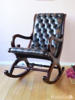 アンティークチェア・椅子  チェスターフィールドのロッキングチェア、英国のアンティーク椅子