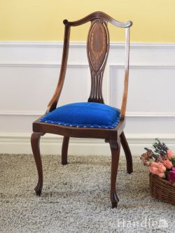 アンティークチェア・椅子  アンティークのサロンチェア、象嵌が美しいイギリスのマホガニー材の椅子