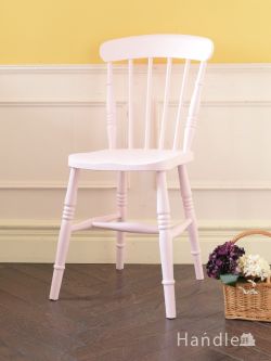 アンティークチェア・椅子  イギリスから届いたアンティークの椅子、ほんのりピンク色に色づいた可愛いキッチンチェア