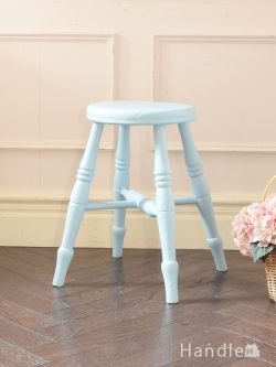 アンティークチェア・椅子 アンティークスツール イギリスから届いたアンティークスツール、爽やかなアイスブルー色のおしゃれな椅子