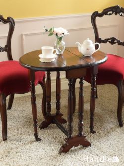 アンティーク家具  アンティークのおしゃれなゲートレッグテーブル、マホガニー材の伸長式テーブル