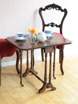 アンティーク家具  アンティークの美しい伸長式ゲートレッグテーブル、おしゃれなサザーランドテーブル