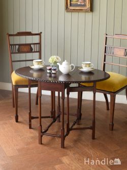 アンティーク家具 アンティークのテーブル 英国アンティークのおしゃれな折り畳みテーブル、伸張式のゲートレッグテーブル