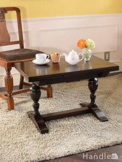 アンティーク家具  英国のおしゃれな伸長式ローテーブル、コンパクトサイズが可愛いドローリーフテーブル