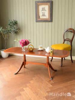 アンティーク家具  英国アンティークの伸長式コーヒーテーブル、マホガニー材のおしゃれなバタフライテーブル