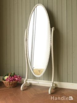 アンティーク家具  フランスから届いたアンティークの鏡、美しい姿見のシュバルミラー