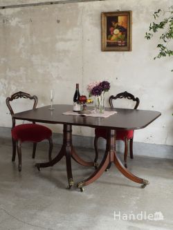 アンティーク家具  アンティークの伸長式ダイニングテーブル、イギリスで見つけたエクステンションテーブル