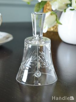 アンティーク雑貨 アンティークベル アンティークのガラスベル、プレスドグラスのリーフ模様が可愛い小さなベル