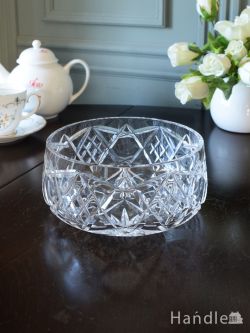 アンティーク雑貨 アンティーク食器 アンティークガラスの食器、型押し模様が美しいアンティークガラスのボウル