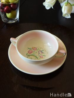アンティーク雑貨 アンティーク食器 スージークーパーのアンティークスープカップ＆ソーサー(ドレスデンスプレイ)