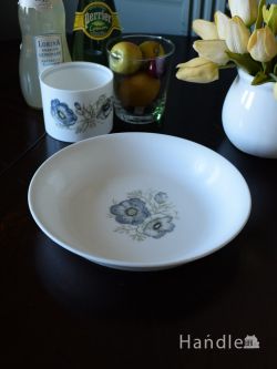 アンティーク雑貨 アンティーク食器 スージークーパーのおしゃれなアンティーク皿、青いお花が描かれたグレンミスト