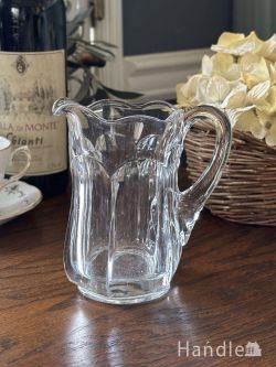アンティーク雑貨 アンティーク食器 イギリスから届いたアンティークガラスのピッチャー、プレスドグラスのおしゃれなウォーターピッチャー