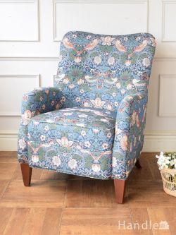 アンティーク風  ウィリアムモリス風のおしゃれな椅子、華やかなデザインのアームチェア（ジェニファーテイラー）
