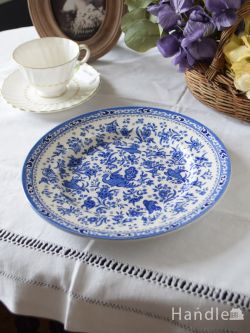 インテリア雑貨 プレート皿 英国バーレイ社の食器、ブルーリーガルピーコックのプレート25.5cm（ブルー）