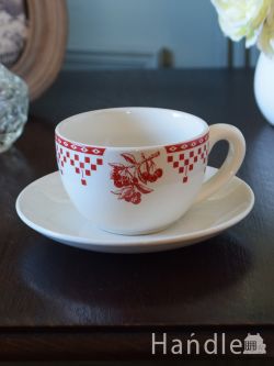 インテリア雑貨 紅茶カップ フランスのおしゃれな食器、コントワール・ドゥ・ファミーユのカップ＆ソーサー（Damier） 