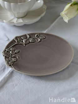 インテリア雑貨 プレート皿 アンティーク調のおしゃれな食器、スタジオMのミントのデザートプレート（ブラウン・16cm） 