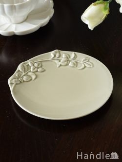 インテリア雑貨 プレート皿 アンティーク調のおしゃれな食器、スタジオMのミントのデザートプレート（ライトグレー・16cm） 