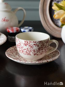 インテリア雑貨 テーブルウェア 小花の模様が可愛いカップ＆ソーサー、コントワール・ドゥ・ファミーユのおしゃれな食器（BURGUNDY）