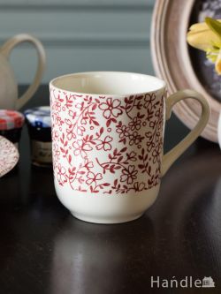 小花の模様が可愛いマグカップ、コントワール・ドゥ・ファミーユのおしゃれな食器（BURGUNDY）