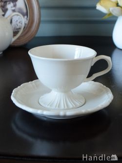 インテリア雑貨 紅茶カップ おしゃれなカップ＆ソーサー、スタジオエムのシャルム（ホワイト）
