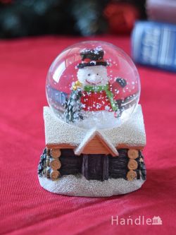 インテリア雑貨 オブジェインテリア クリスマスのお部屋をおしゃれに彩るオブジェ、雪が舞うクリスマススノードーム（ログスノーマン）