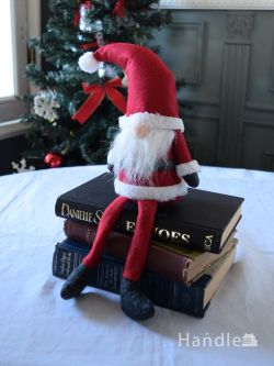 お洒落なクリスマス雑貨、白いひげと大きな鼻が可愛いサンタクロースの人形