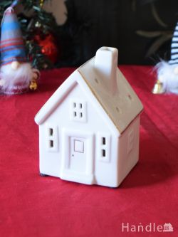 インテリア雑貨 オブジェインテリア セラミックで出来た可愛いお家のオブジェ、LEDライトが付いた陶器のお家
