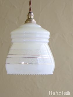 イギリスのアンティーク照明、アールデコデザインがおしゃれなガラスシェード(コード・シャンデリア電球・ギャラリーなし)