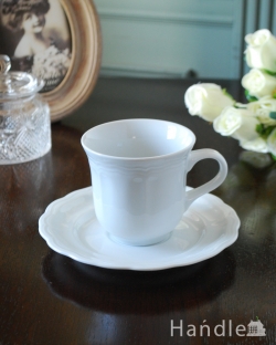 インテリア雑貨 紅茶カップ フランスのおしゃれな磁器の食器、ピリヴィッツ社のクィーンアン・モーニングカップ＆ソーサー（250cc）