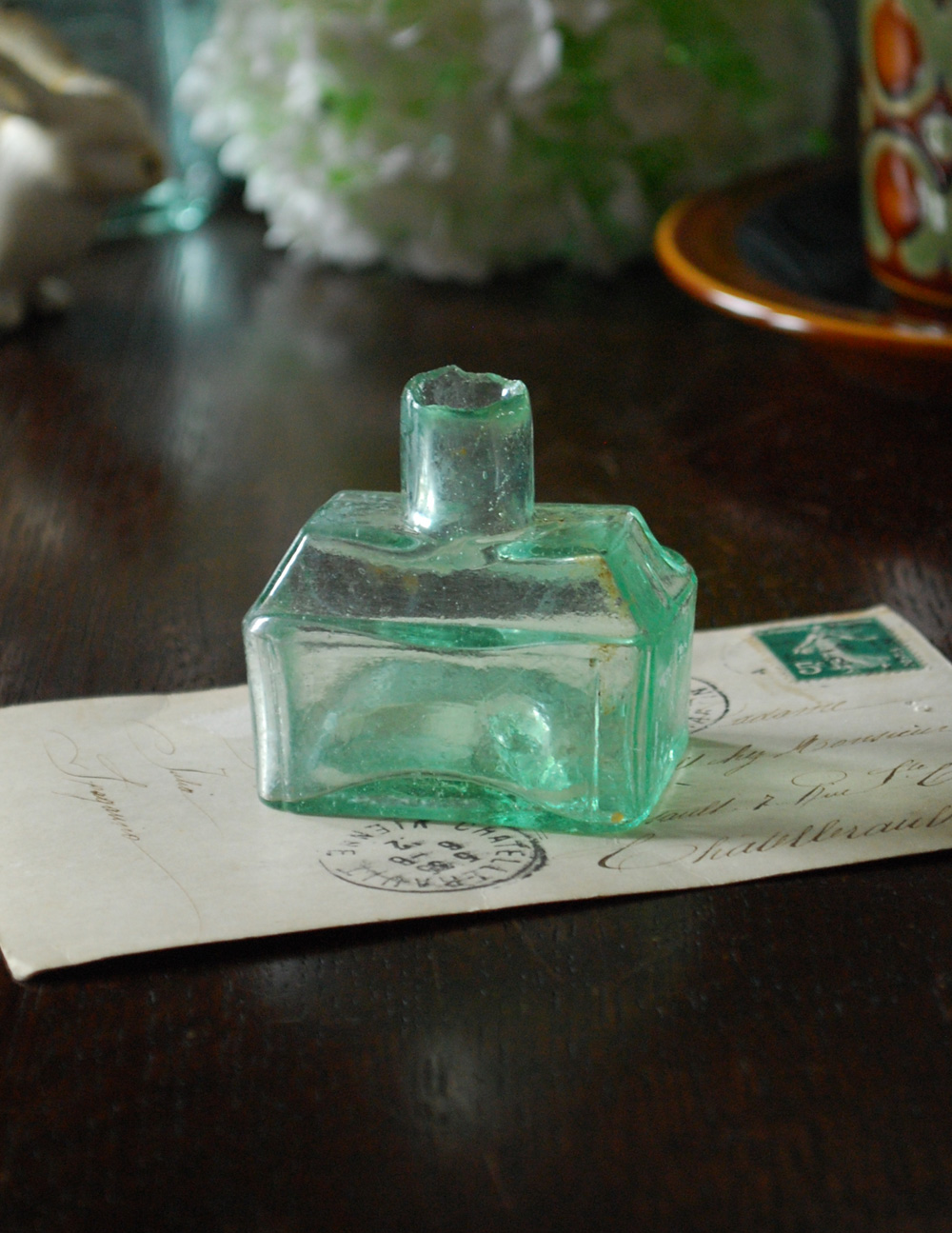 小さくて可愛いアンティークガラス雑貨、集めて楽しいインクボトル (m-1370-z)